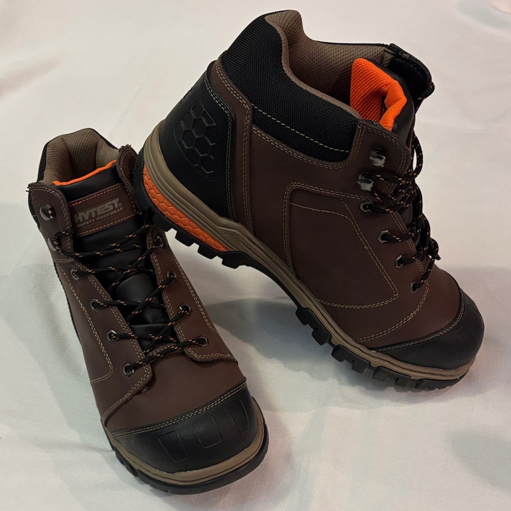 Men's EH Steel Toe Hiker - Durable Brown and Orange Boots - Size 12W